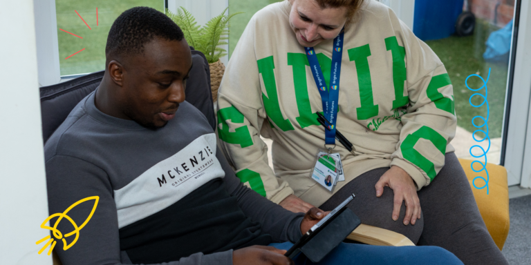 Person supported at Bright Futures with their support worker